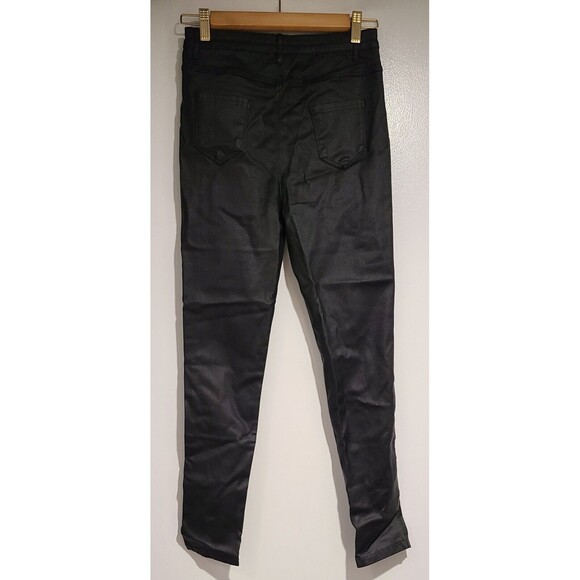 NWT Apperloth Womens Black Wetlook Coated High Rise Skinny Ankle Pants Size M - Picture 3 of 7